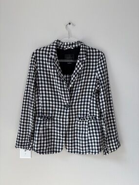 Sanctuary Linen Blend Gingham Blazer